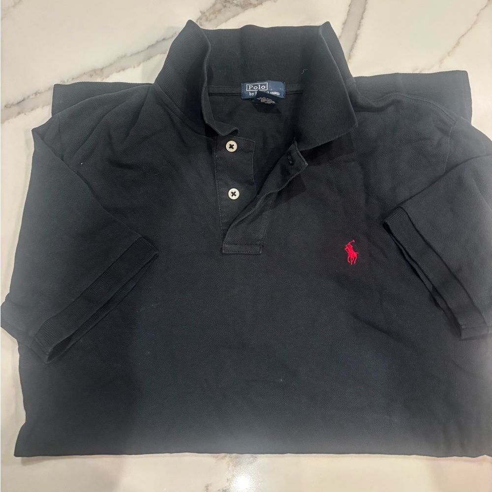 Ralph Lauren Black Polo Shirt with Red Logo